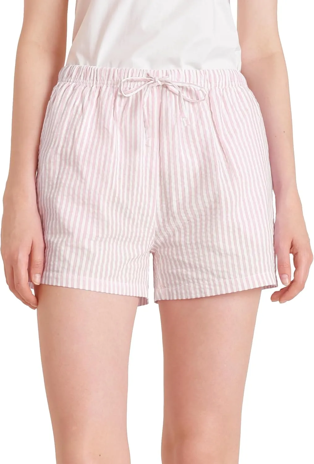 Latuza Women's Cotton Pajama Shorts Soft Seersucker Sleep Shorts Pack
