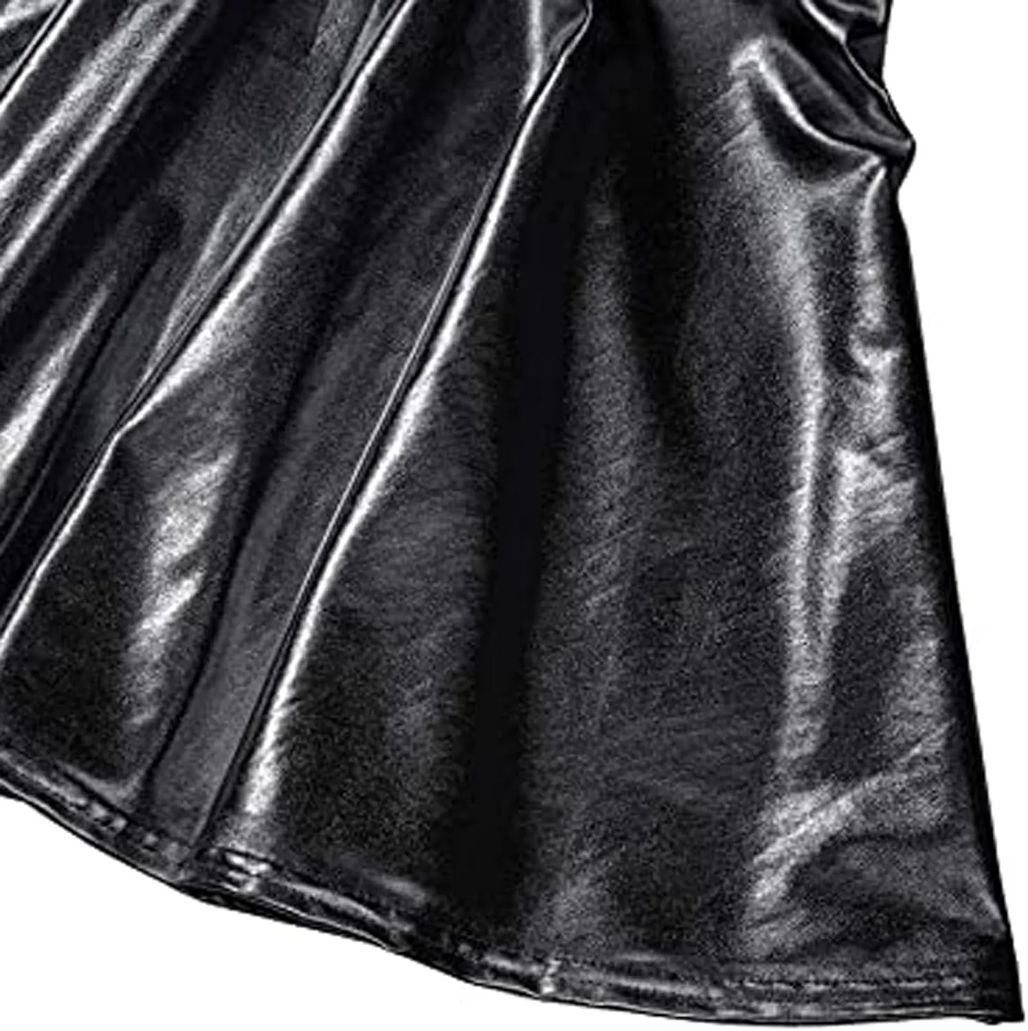 Leather Short Skirt Perform Elegant Stage Pleated with Belt Skater Skirt Sexy Elastic Solid Cute Skirts 2025 Festival