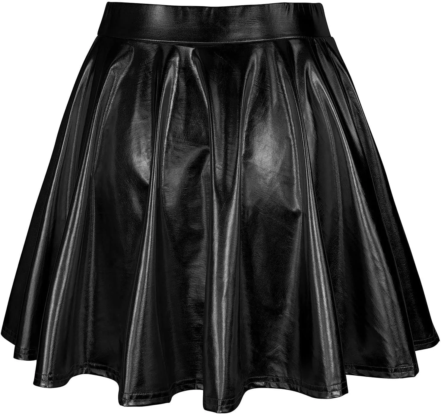 Leather Short Skirt Perform Elegant Stage Pleated with Belt Skater Skirt Sexy Elastic Solid Cute Skirts 2025 Festival