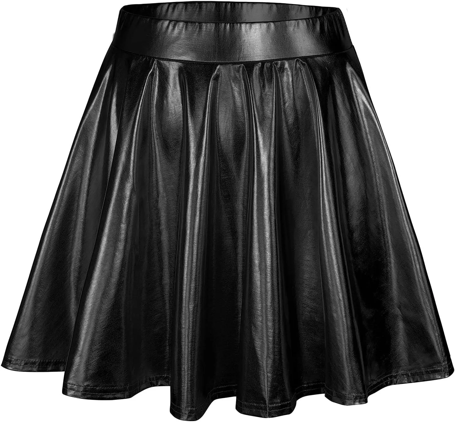 Leather Short Skirt Perform Elegant Stage Pleated with Belt Skater Skirt Sexy Elastic Solid Cute Skirts 2025 Festival