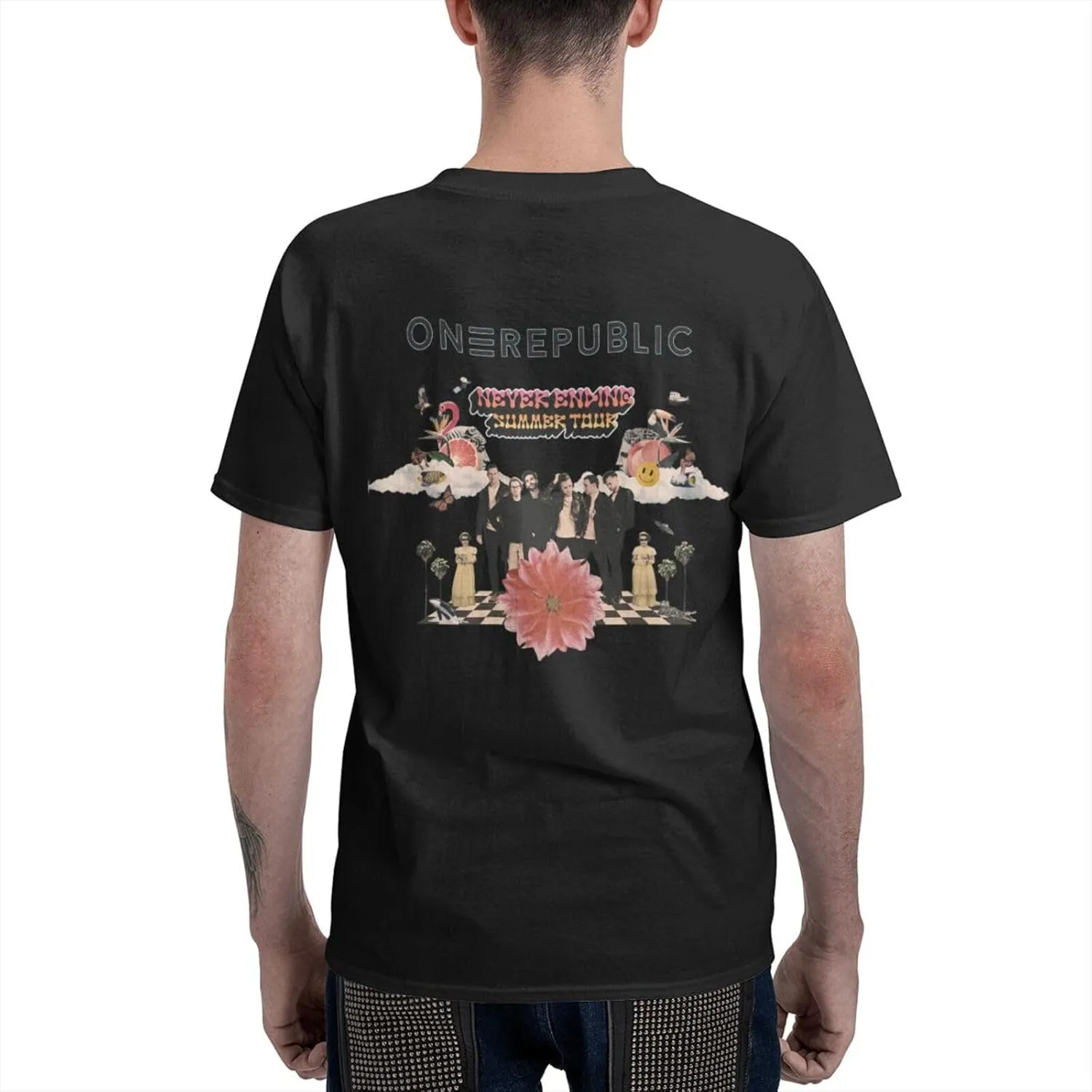 Men T Shirt Short Sleeve Crewneck Tee Summer Beach Tops Comfortable Cotton Shirt