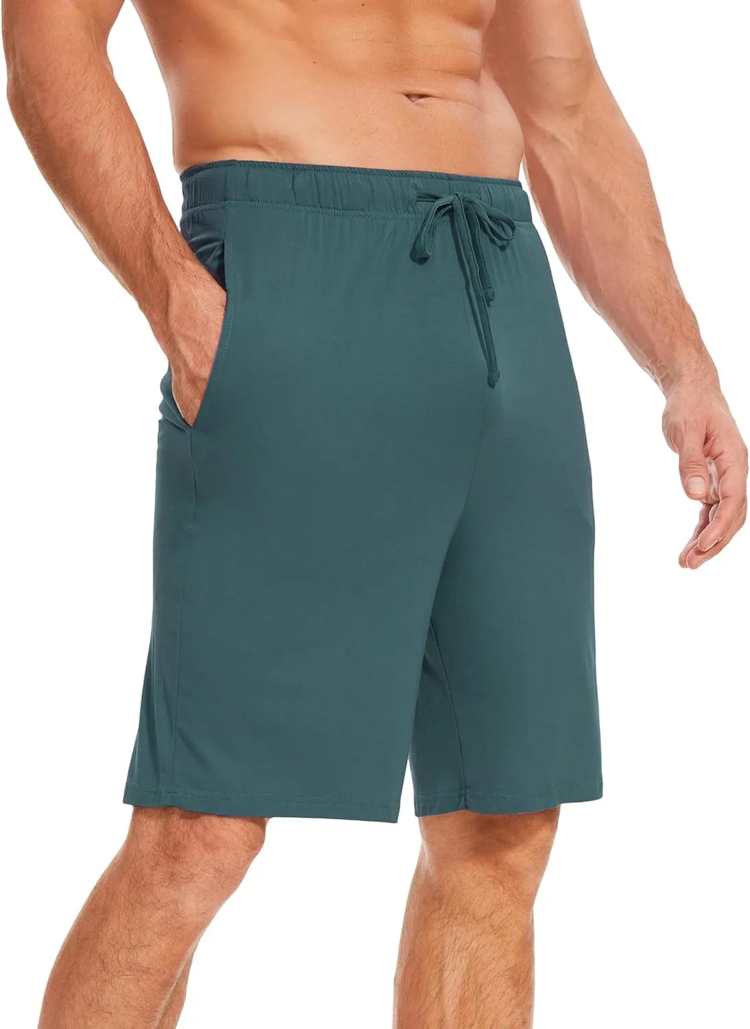 Men's Bamboo Viscose Pajama Shorts Soft Lightweight Knit Sleepwear Shorts with Pockets