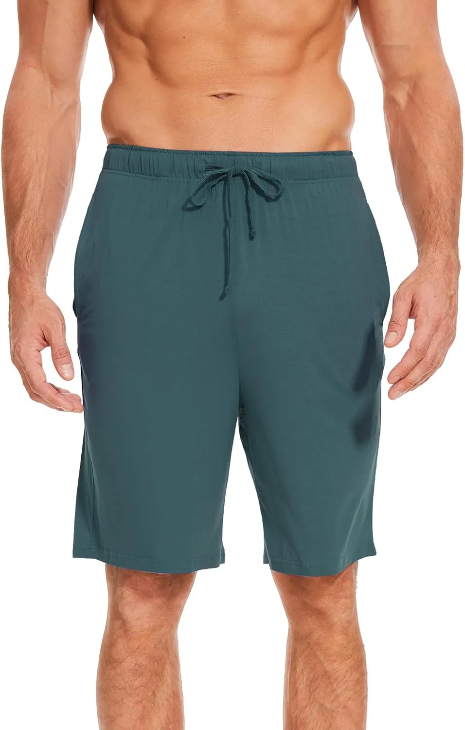 Men's Bamboo Viscose Pajama Shorts Soft Lightweight Knit Sleepwear Shorts with Pockets