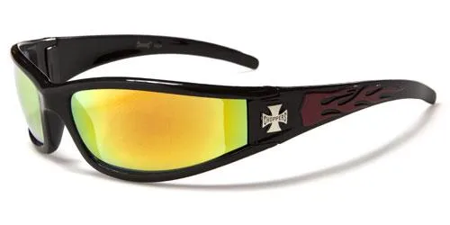 Men's Choppers Wrap Around Sunglasses with Flame Print