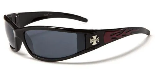Men's Choppers Wrap Around Sunglasses with Flame Print