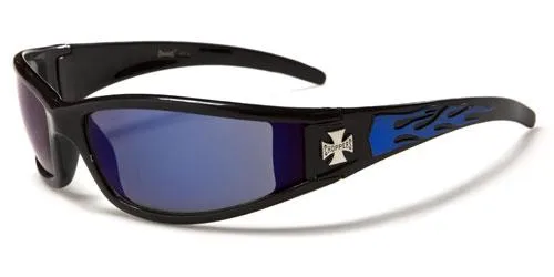Men's Choppers Wrap Around Sunglasses with Flame Print