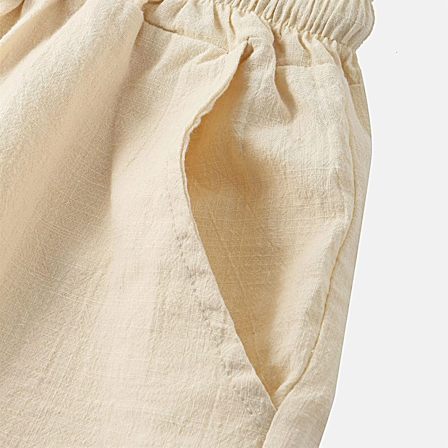 Mens Linen Shorts Slim Fit High Waisted Cotton Breathable Shorts Lightweight Plain Workout Trendy Lounge Soft Cotton Shorts
