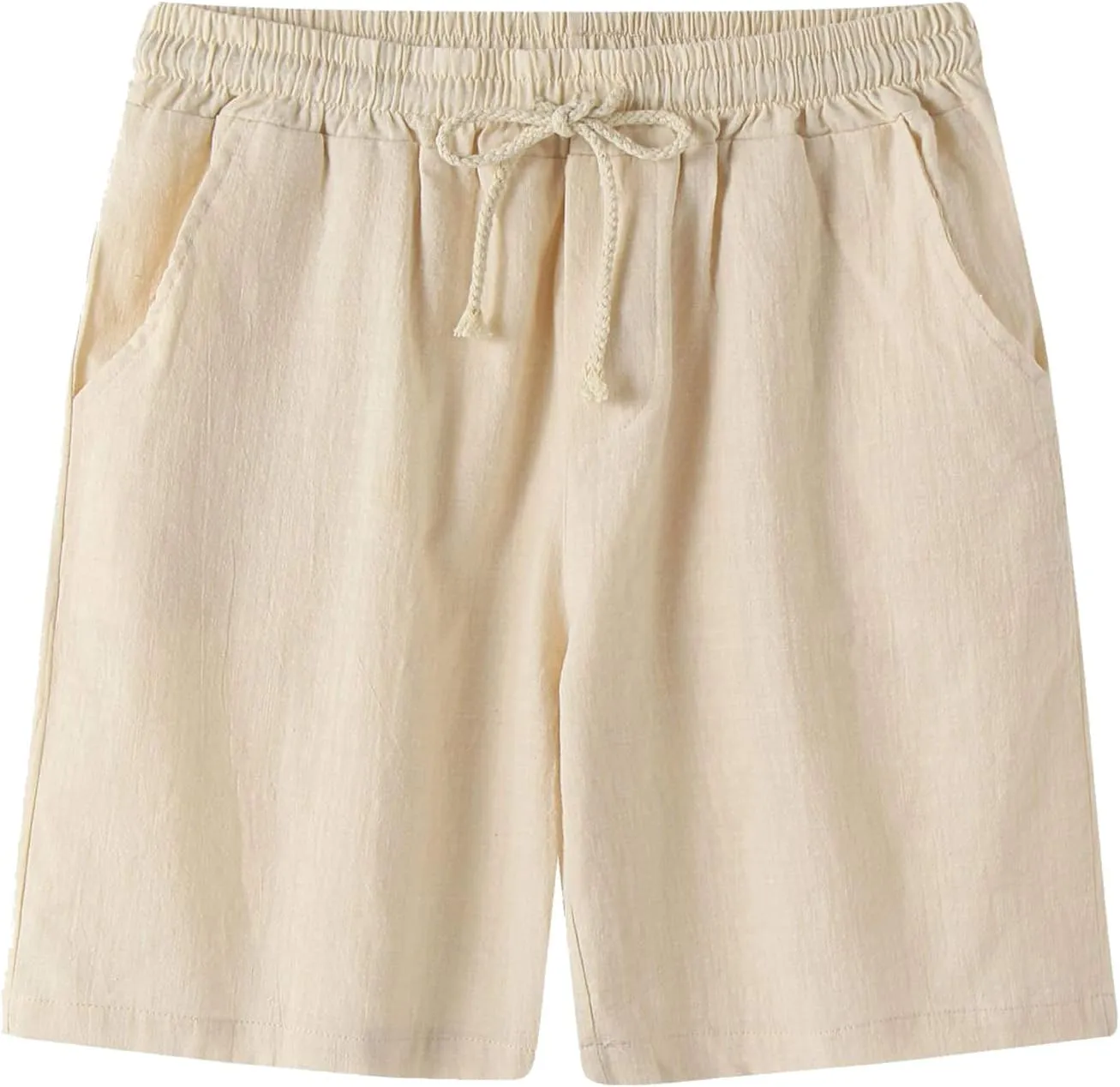 Mens Linen Shorts Slim Fit High Waisted Cotton Breathable Shorts Lightweight Plain Workout Trendy Lounge Soft Cotton Shorts