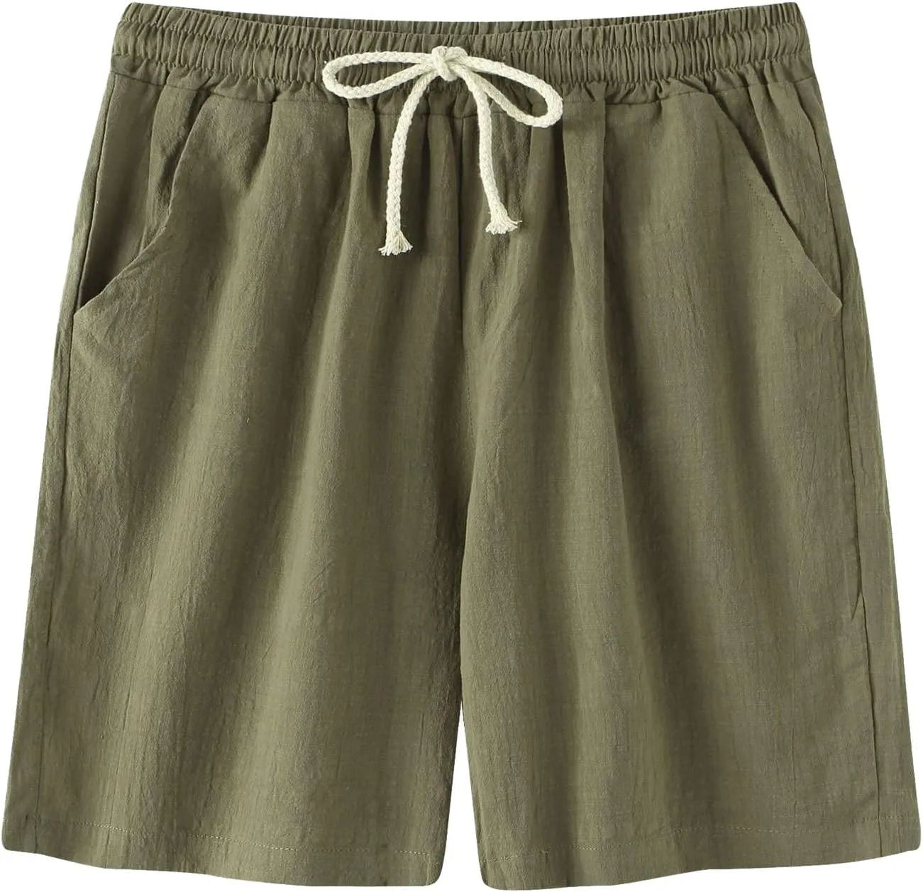 Mens Linen Shorts Slim Fit High Waisted Cotton Breathable Shorts Lightweight Plain Workout Trendy Lounge Soft Cotton Shorts