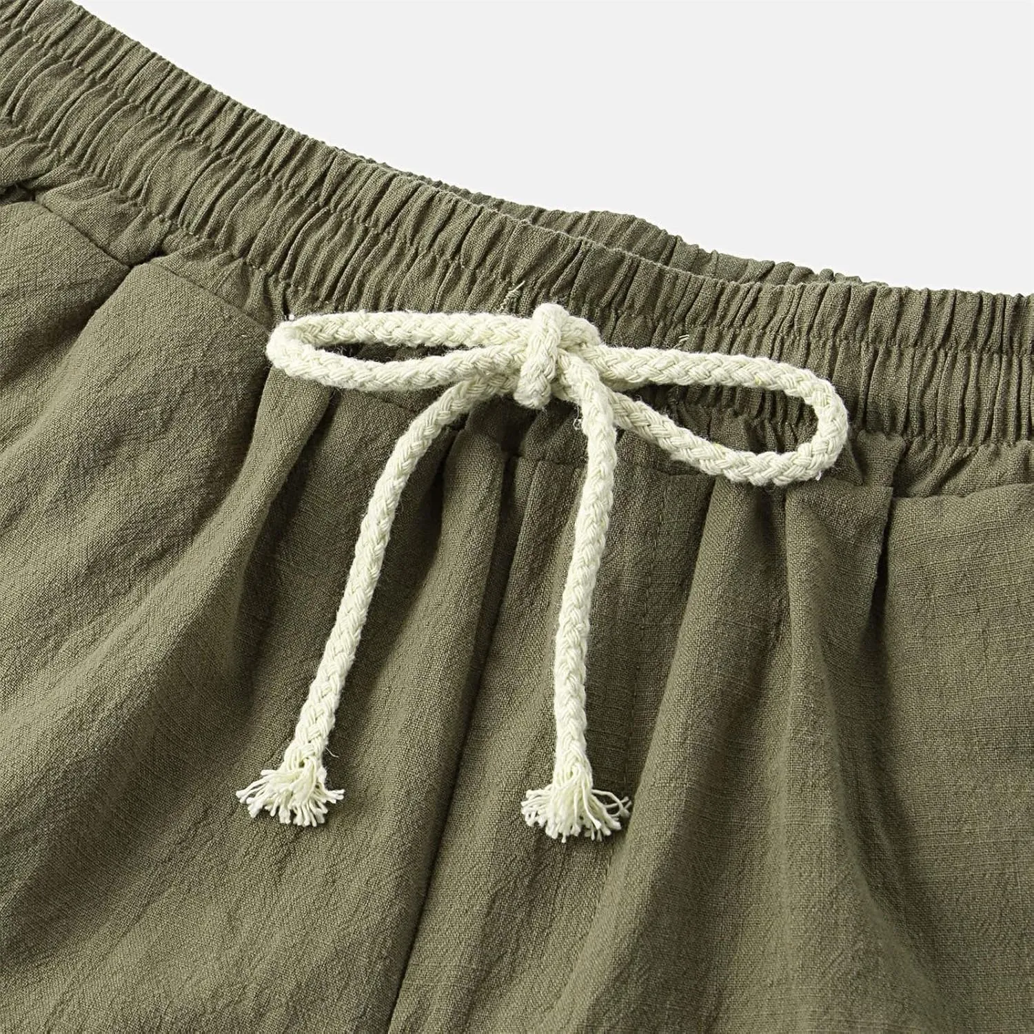 Mens Linen Shorts Slim Fit High Waisted Cotton Breathable Shorts Lightweight Plain Workout Trendy Lounge Soft Cotton Shorts