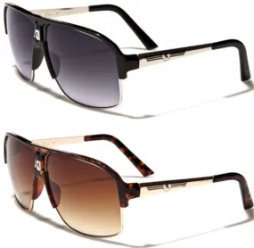 Mens Oversized Retro Vintage Pilot Khan Sunglasses