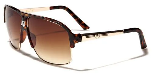 Mens Oversized Retro Vintage Pilot Khan Sunglasses