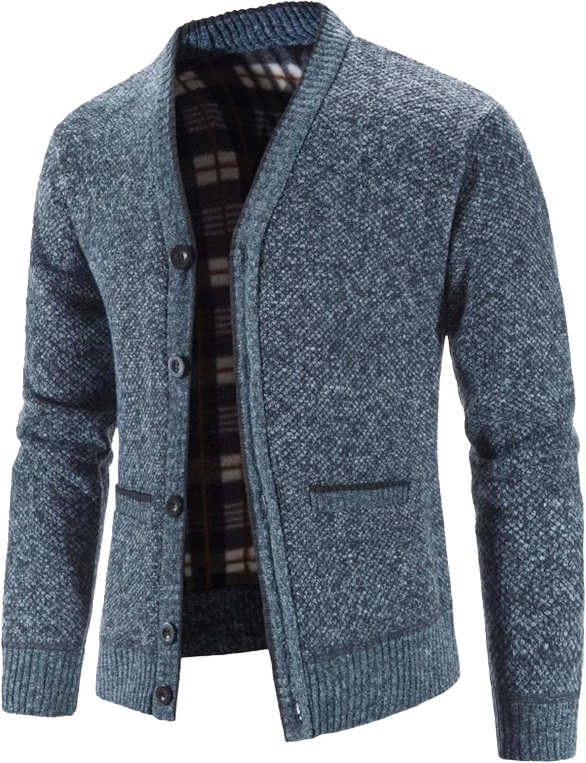 Men's V-Neck Stretchy Button Sweater Soft Warm Cardigan Coats Regular Fit Plus Size Breathable Jackets
