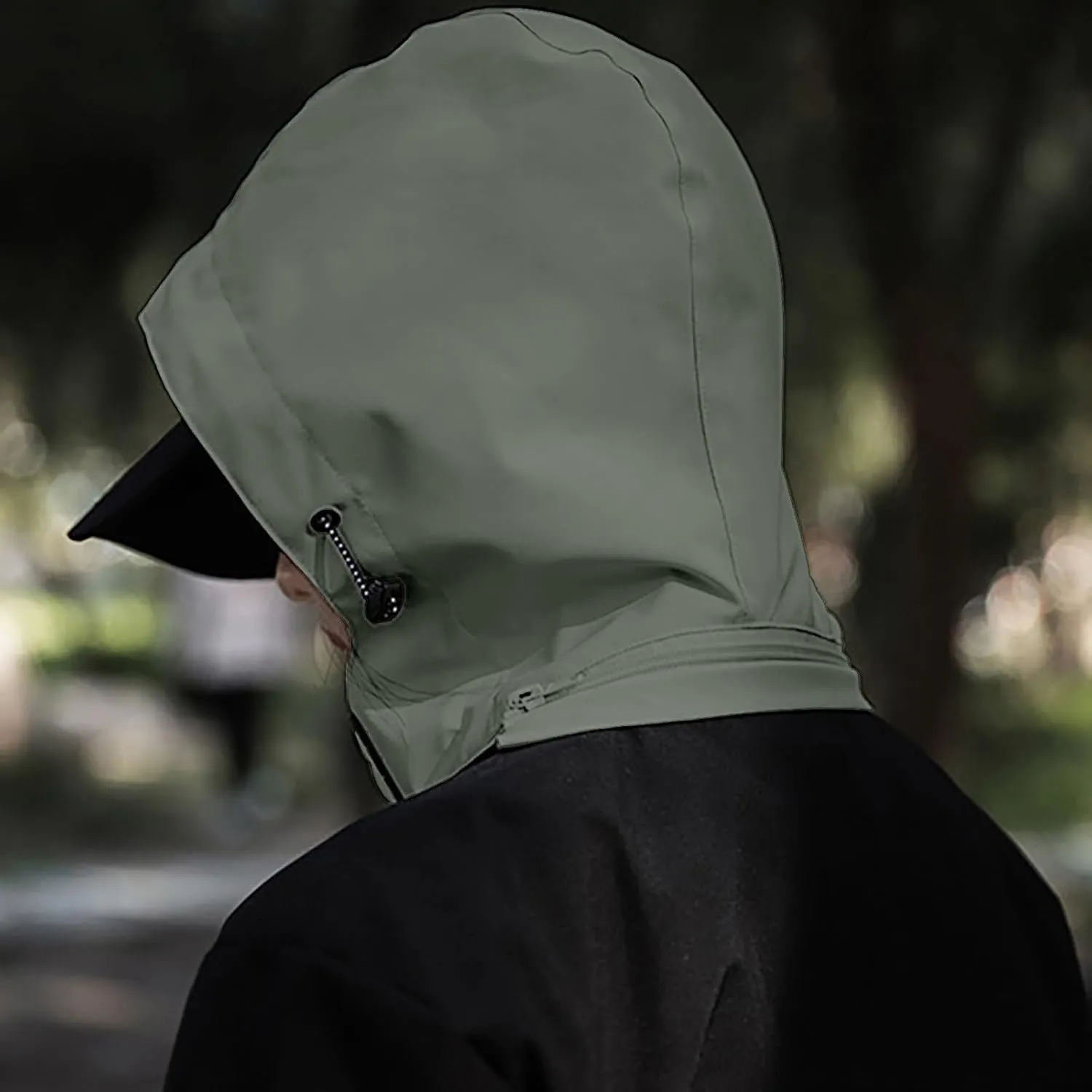 Mens Waterproof Rain Jacket Lightweight Breathable Solid Contrast Patchwork Windbreak Hooded Coat Outdoor Jacket