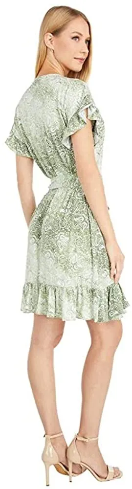Michael Kors Womens Sunbleached Ruffled Wrap Dress