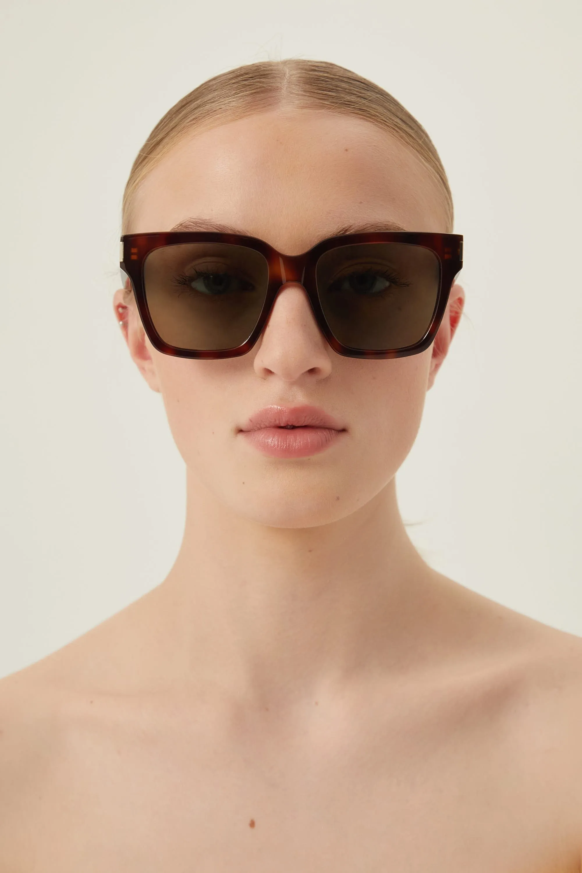 Saint Laurent havana rectangular sunglasses