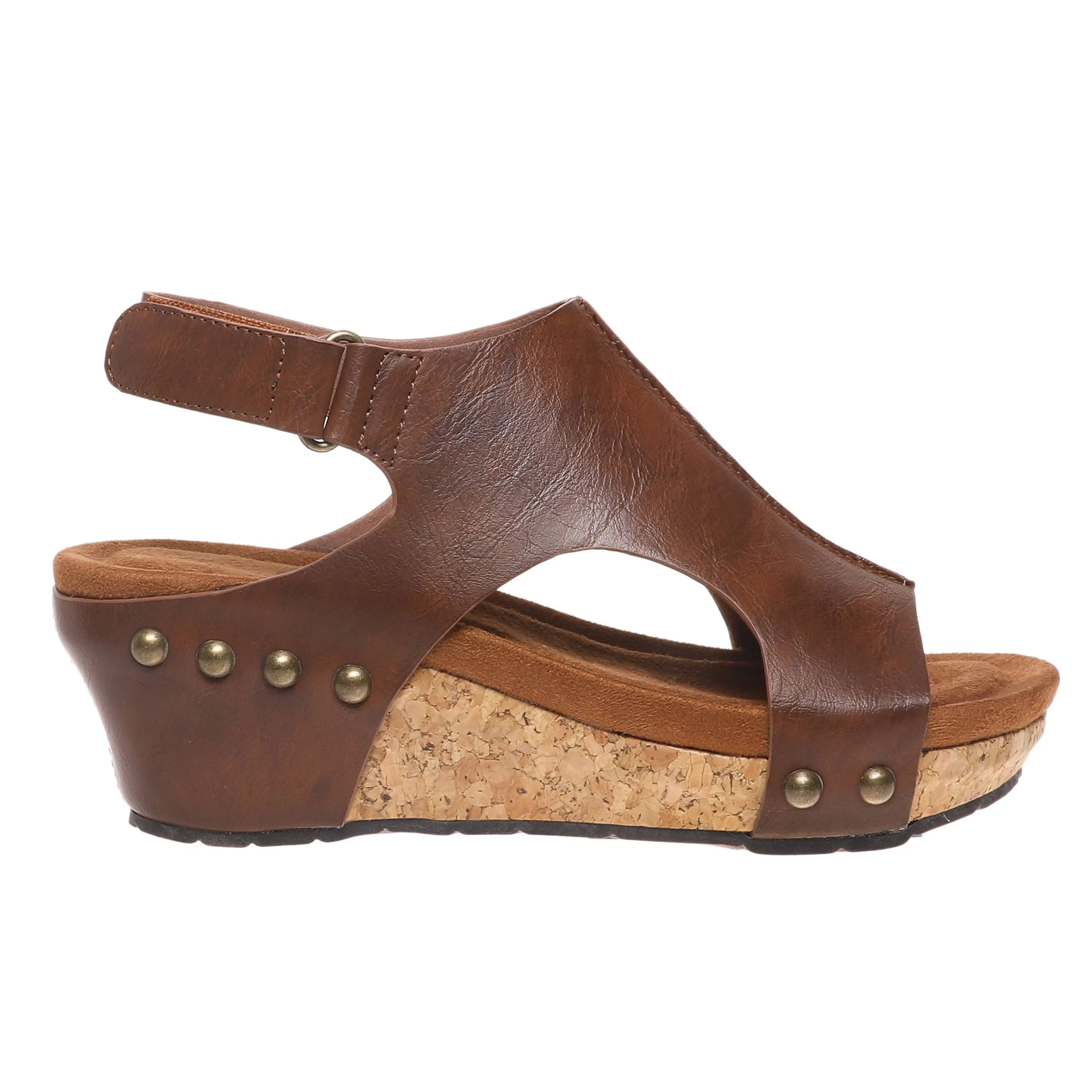 Sandals Cork Base Chantal Brown Whiskey Color