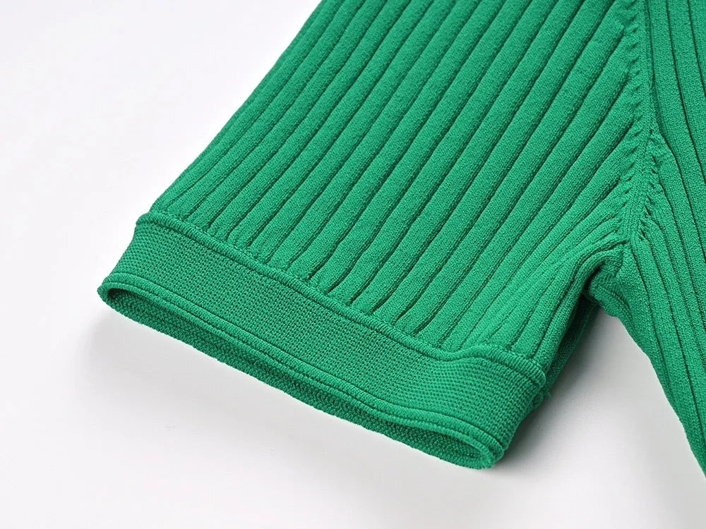 Sandro Rib knitted Midi dress in green for women
