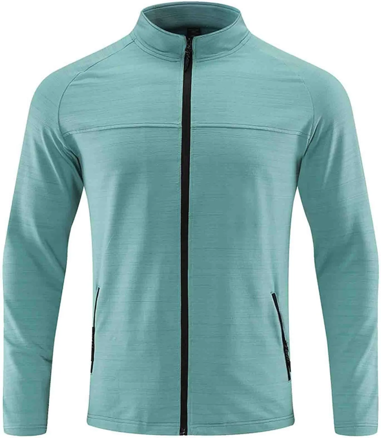 Sinzelimin Men's Quick-dry Shirts Jacket Sports Fitness Coat Breathable Full Zipper Stand Collar Long Sleeve Cardigan Outwear