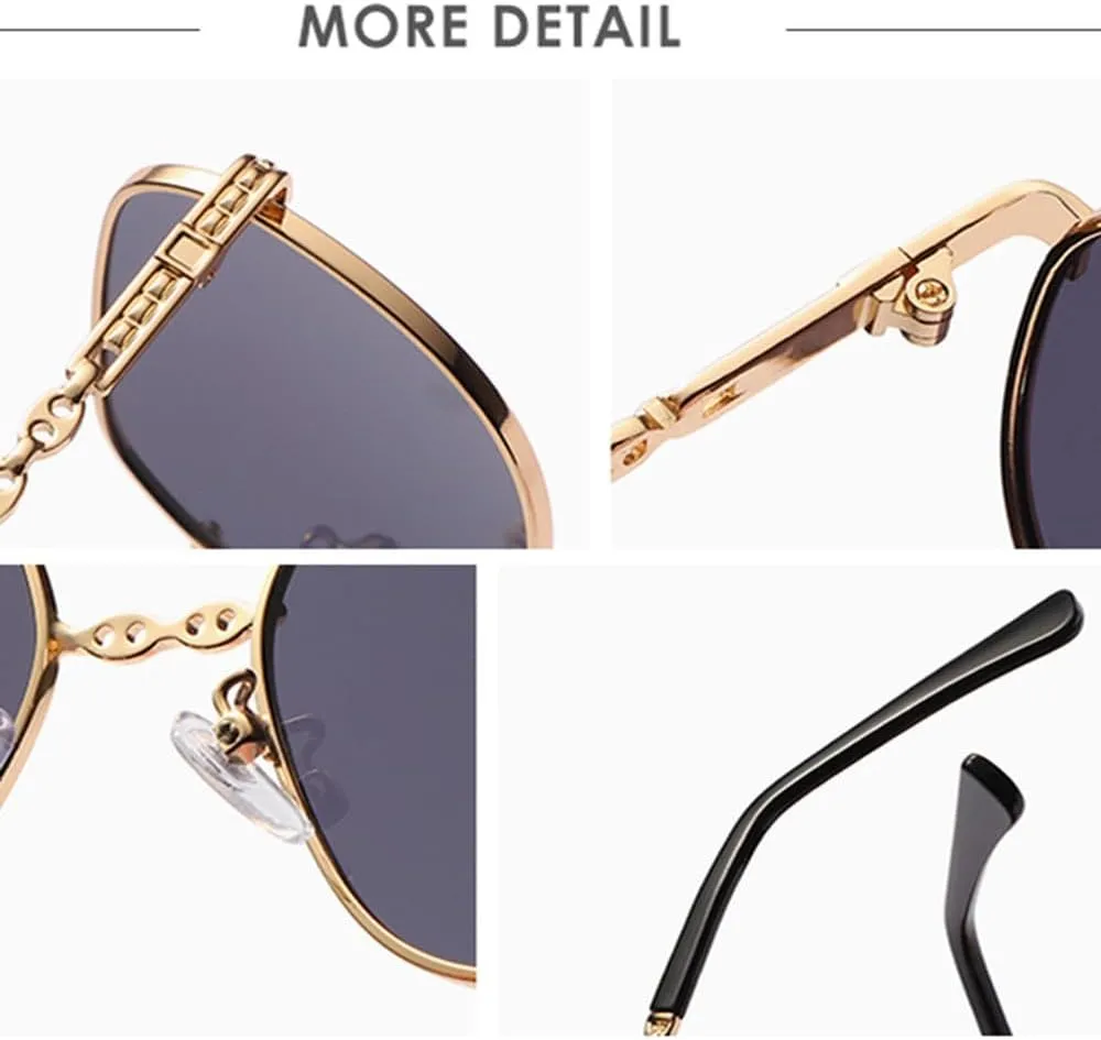 Sunglasses Women Fashion Vintage Frames Gradient Sun Glasses Retro Punk Metal Shades