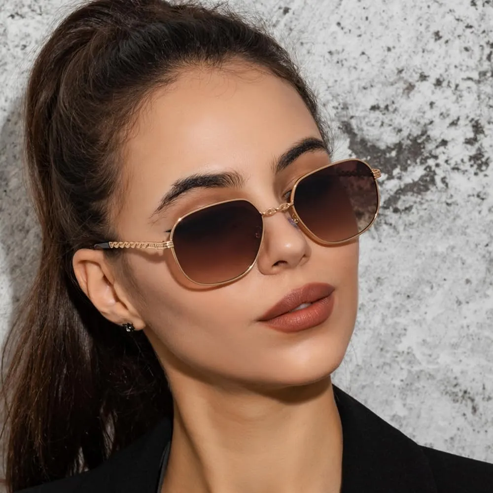 Sunglasses Women Fashion Vintage Frames Gradient Sun Glasses Retro Punk Metal Shades