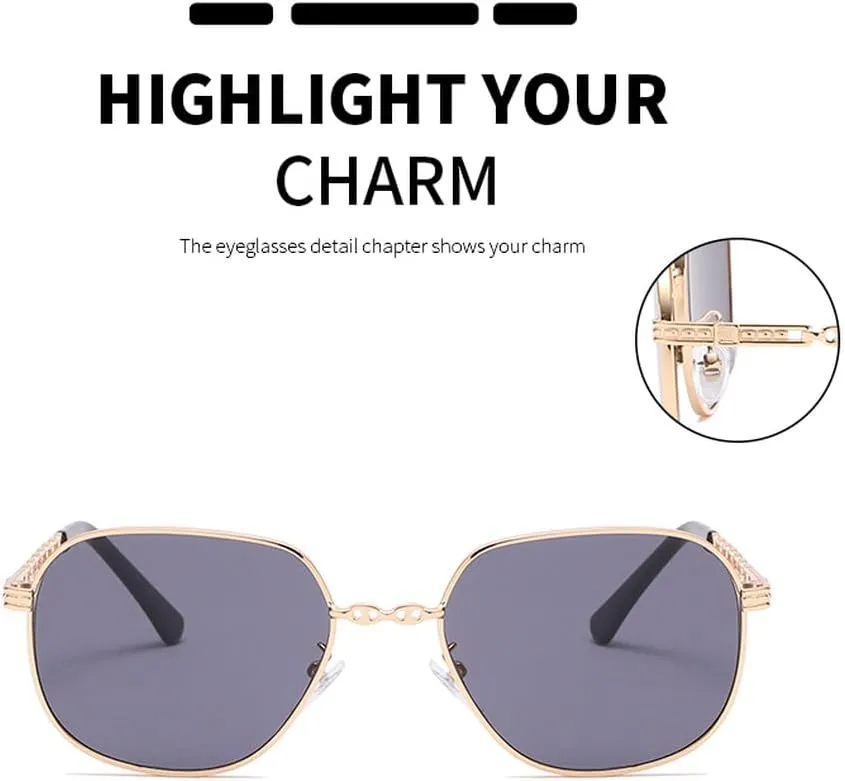 Sunglasses Women Fashion Vintage Frames Gradient Sun Glasses Retro Punk Metal Shades