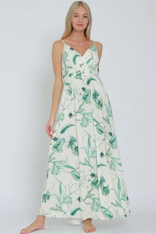 Tinsley Sleeveless Printed Maxi Dress Green