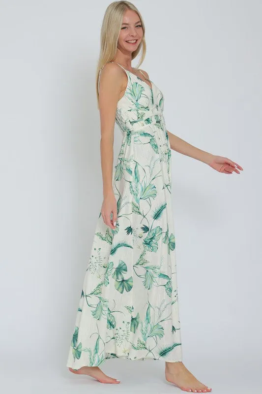 Tinsley Sleeveless Printed Maxi Dress Green