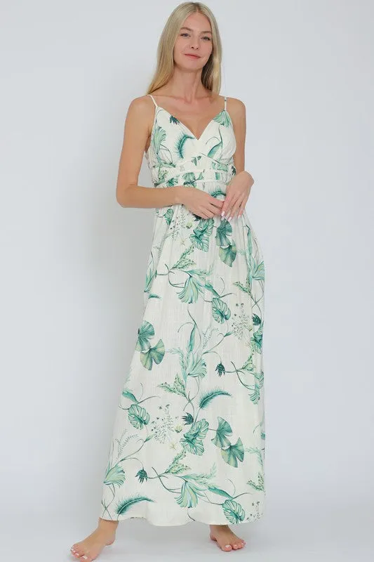 Tinsley Sleeveless Printed Maxi Dress Green