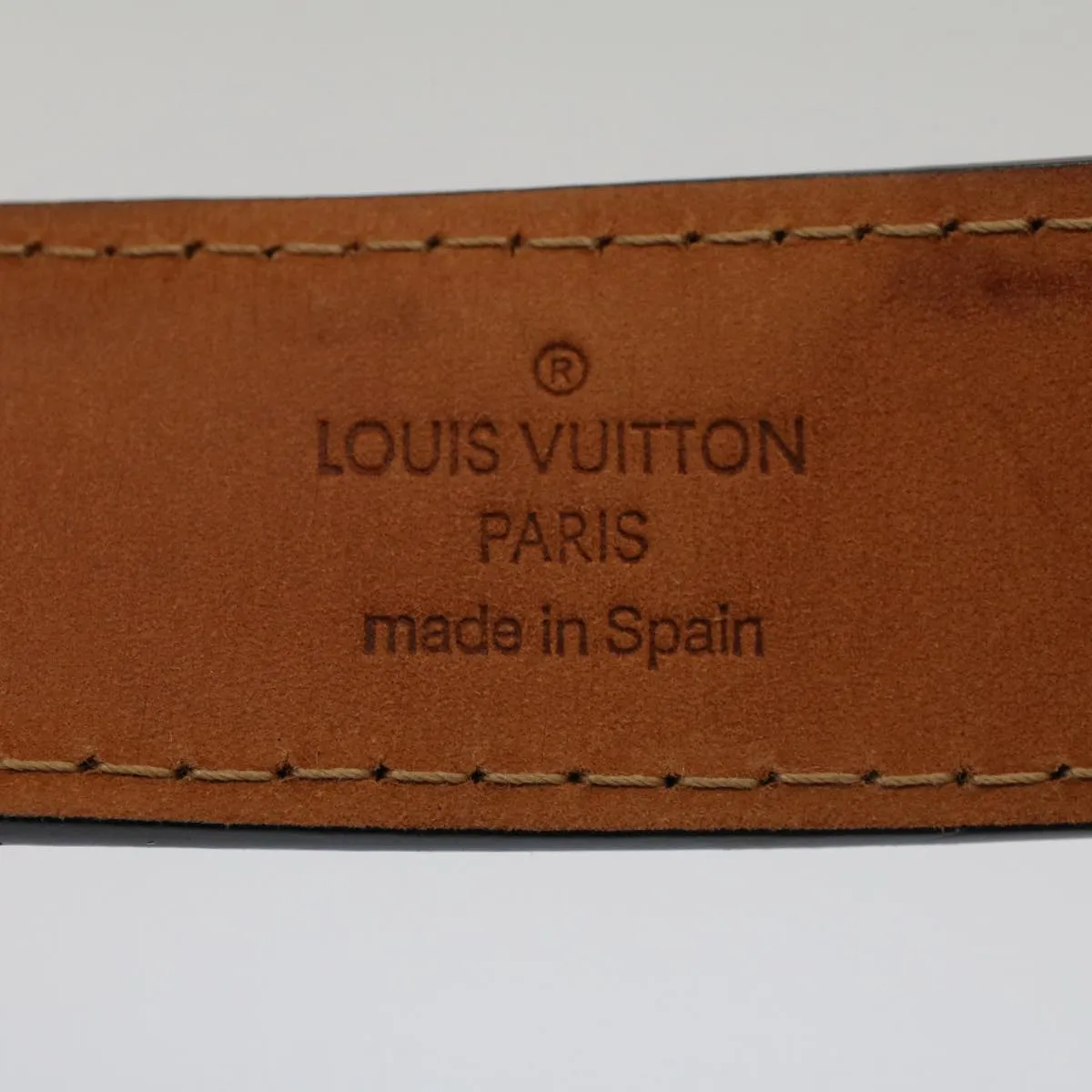 Trendy Inspired Louis Vuitton Ceinture Jeans Belt Leather 29.5"-33.5" Black M6812 Auth Ki3398