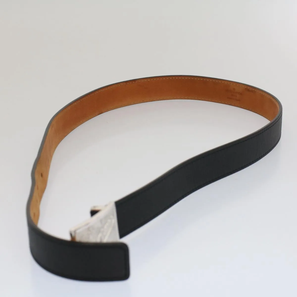 Trendy Inspired Louis Vuitton Ceinture Jeans Belt Leather 29.5"-33.5" Black M6812 Auth Ki3398