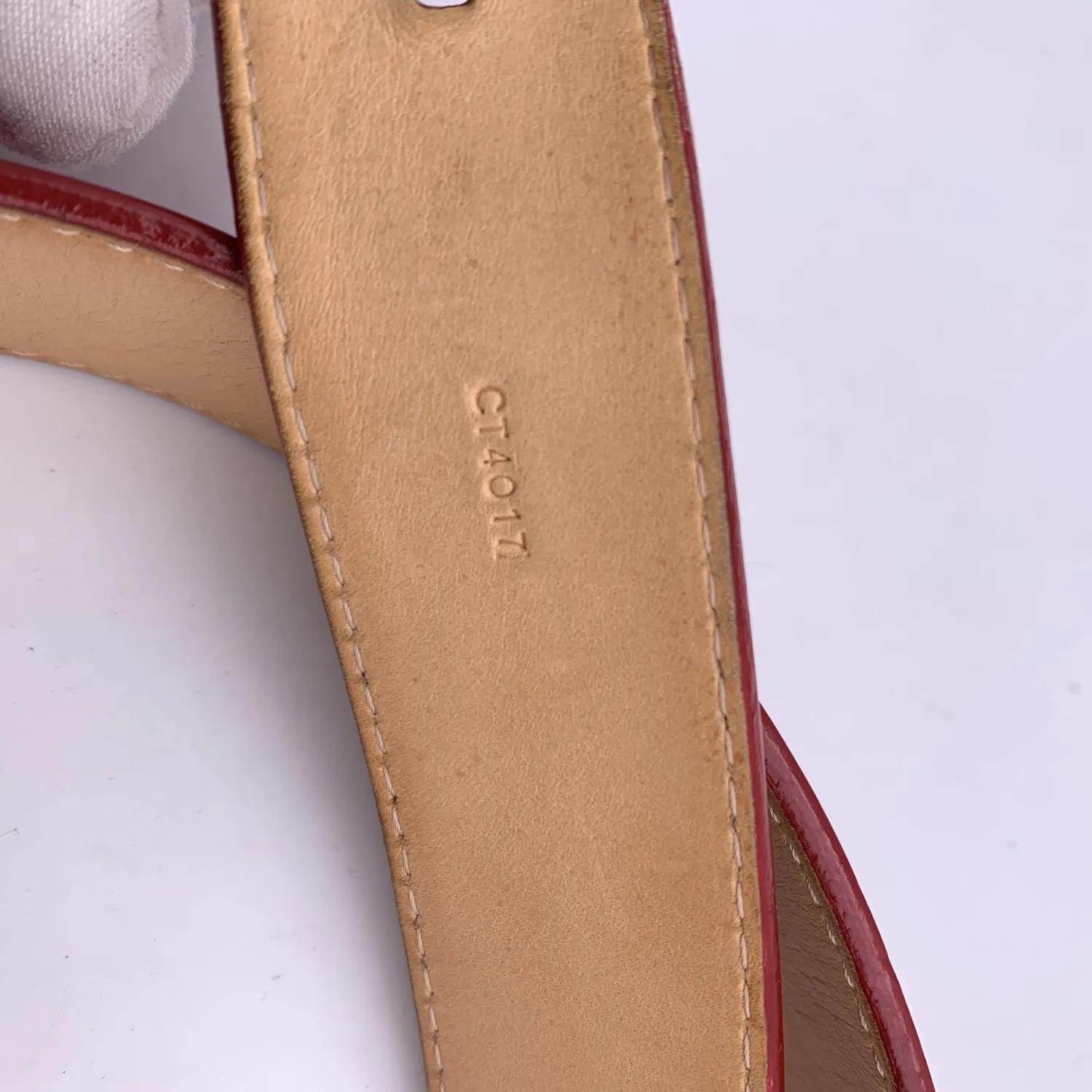 Trendy Inspired Louis Vuitton Red Pomme D'amour Monogram Vernis Belt Size 90/36