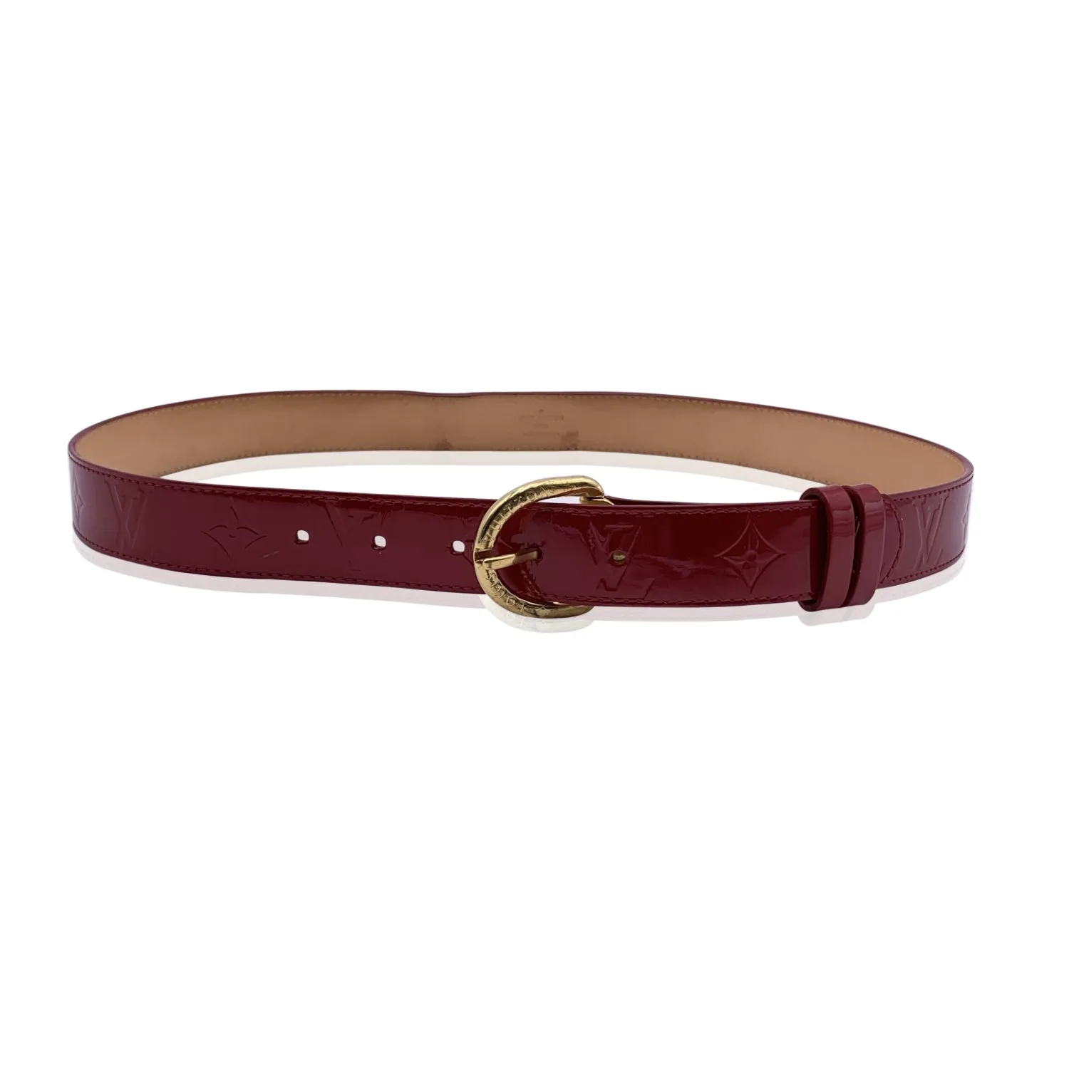 Trendy Inspired Louis Vuitton Red Pomme D'amour Monogram Vernis Belt Size 90/36