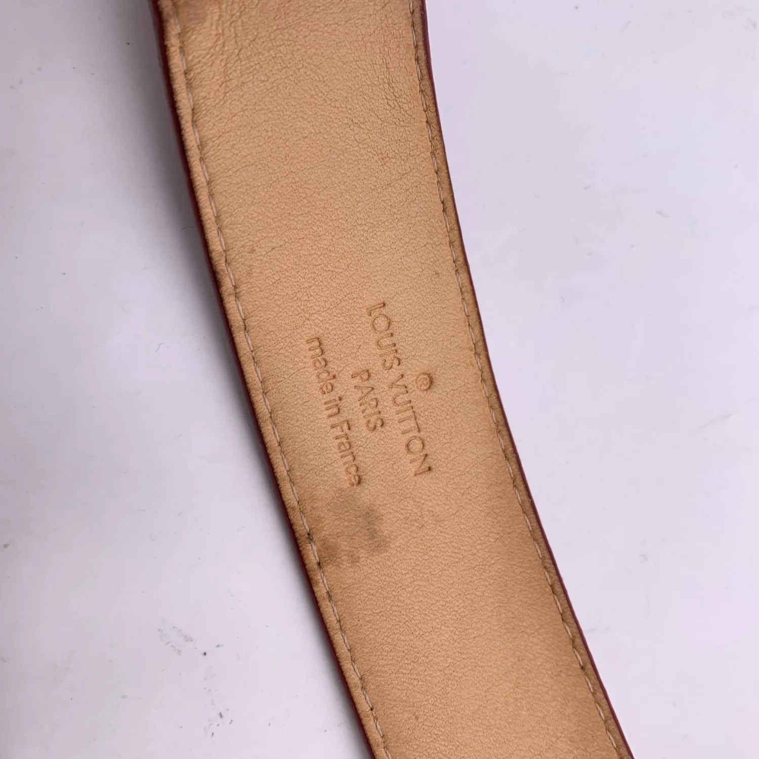 Trendy Inspired Louis Vuitton Red Pomme D'amour Monogram Vernis Belt Size 90/36