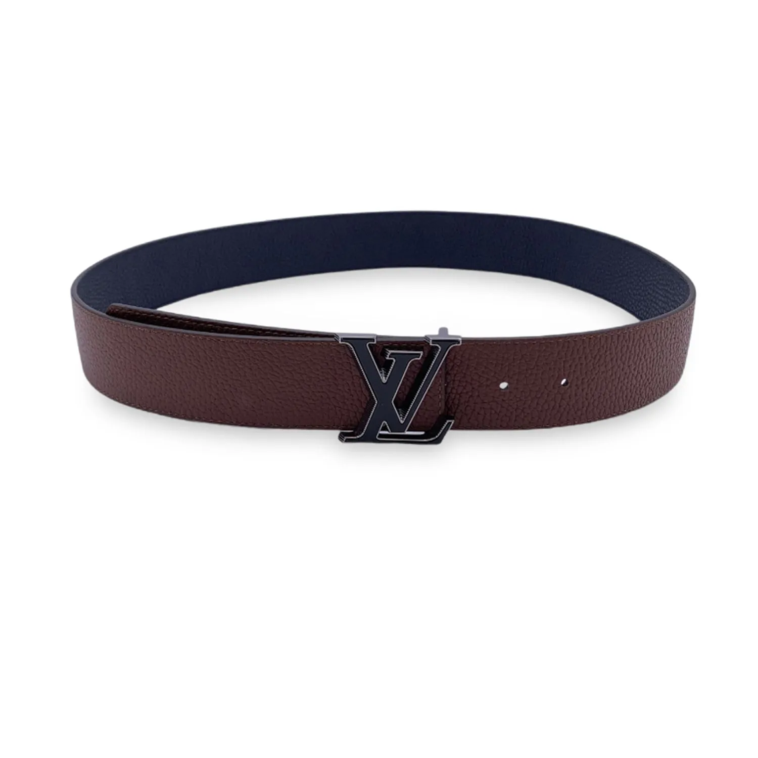 Trendy Inspired Louis Vuitton Reversible Blue Brown Lv Tilt Buckle Belt Size 110/44