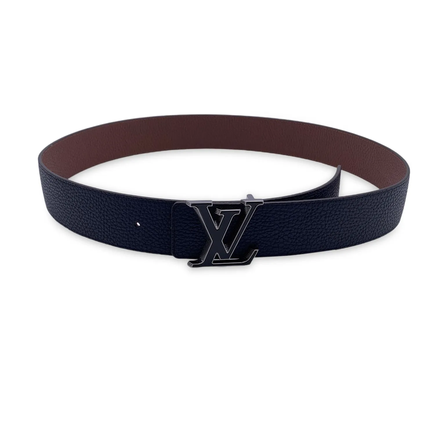 Trendy Inspired Louis Vuitton Reversible Blue Brown Lv Tilt Buckle Belt Size 110/44