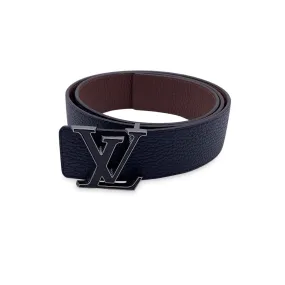 Trendy Inspired Louis Vuitton Reversible Blue Brown Lv Tilt Buckle Belt Size 110/44