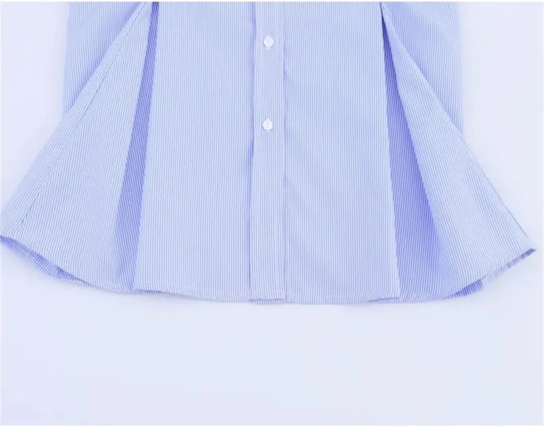 Waist Button Solid Color Blouse Loose Casual Long Sleeve Chic Shirts Lapel Office Lady Work Top