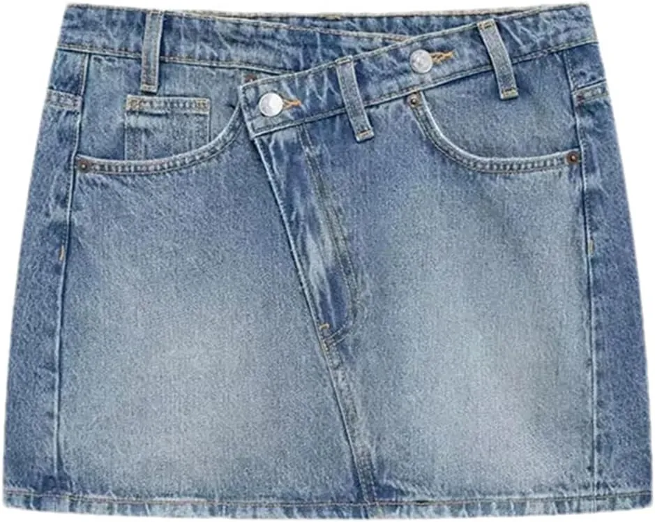 Women Vintage Chic Denim Skirt Fashion High Waist Summer Slim A-LINE Mini Jeans Short Skirt