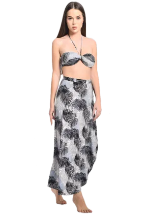 Women's Black Floral Bandeau String Tube Top