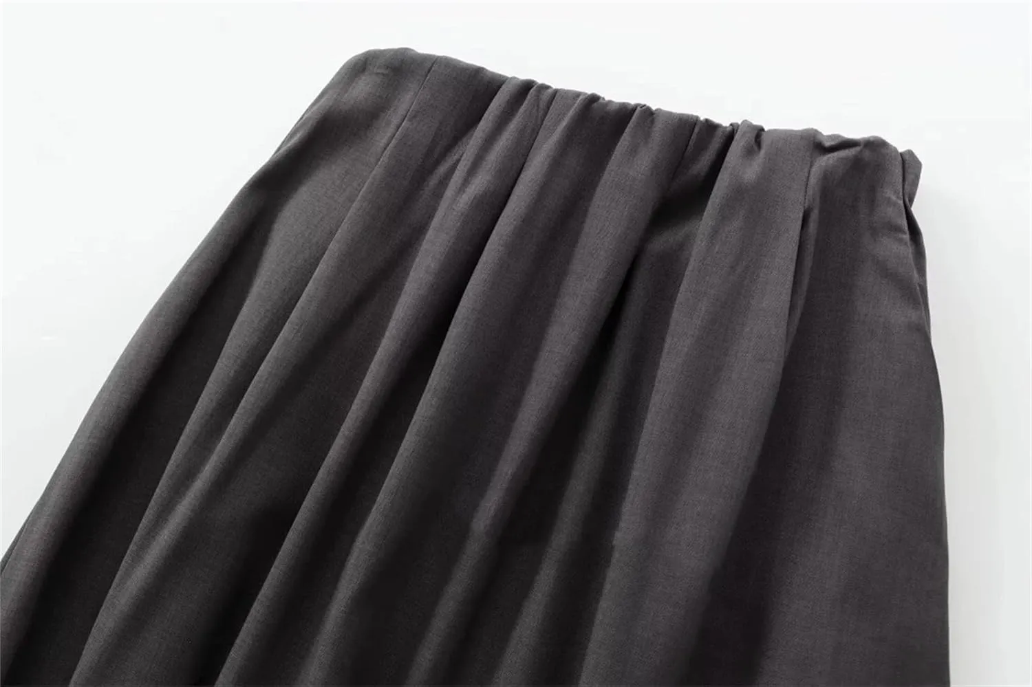 Women's Gray Pleated Maxi Skirt, Vintage Wide Hem Office Chic