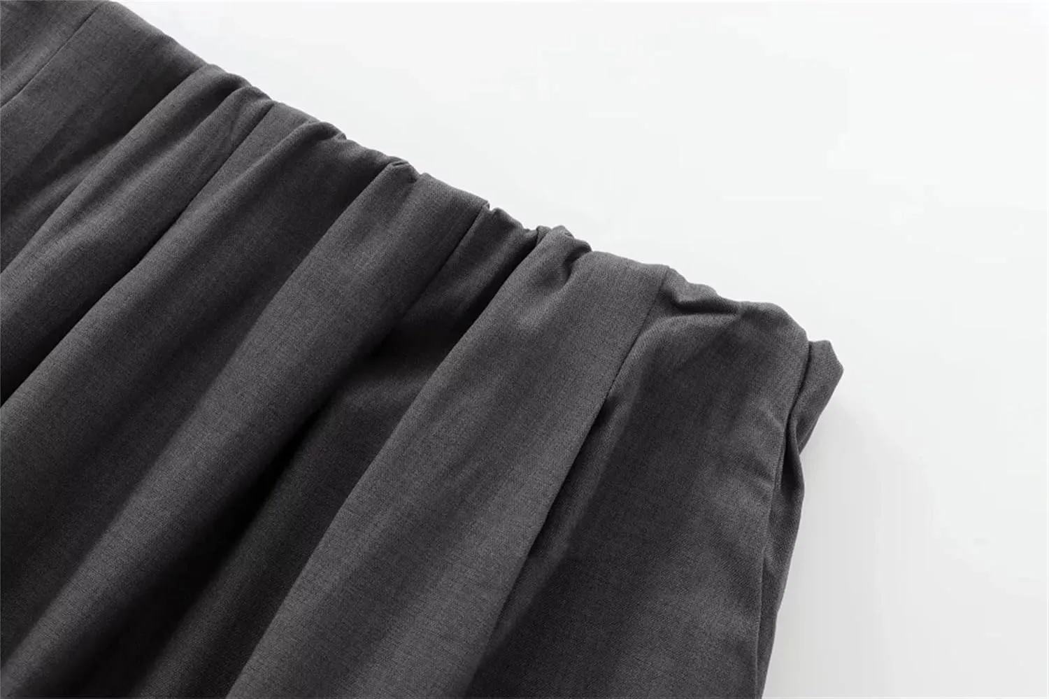 Women's Gray Pleated Maxi Skirt, Vintage Wide Hem Office Chic