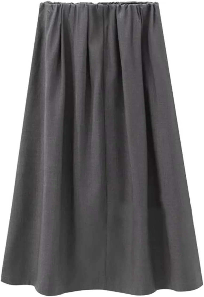 Women's Gray Pleated Maxi Skirt, Vintage Wide Hem Office Chic