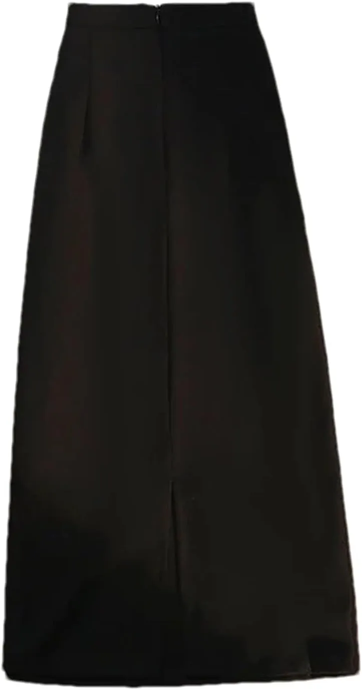 Women's High Waist Midi Skirt Back Slit Chic A-Line Straight Wrap Skirt