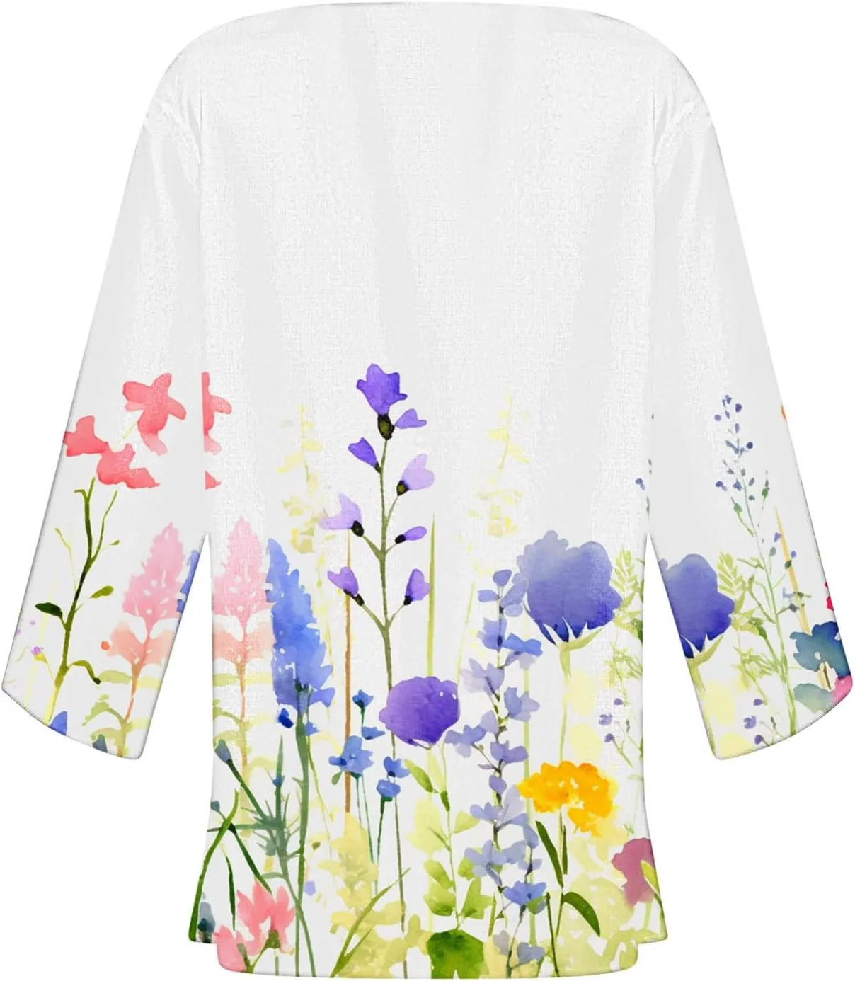 Women's Open Front Cardigan 3/4 Sleeve Casual Duster Cardigans Floral Print Jackets Lightweight Shrugs Blouse Tops