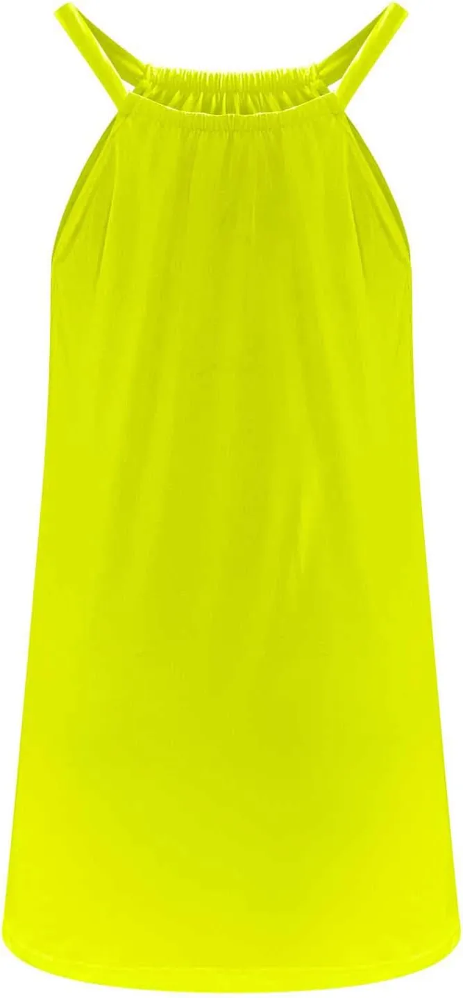 Womens Summer Dress 2024 Crewneck Solid Color Sleeveless Boho Mini Dress Loose Fit Tunic Casual Beach Vacation Sundress